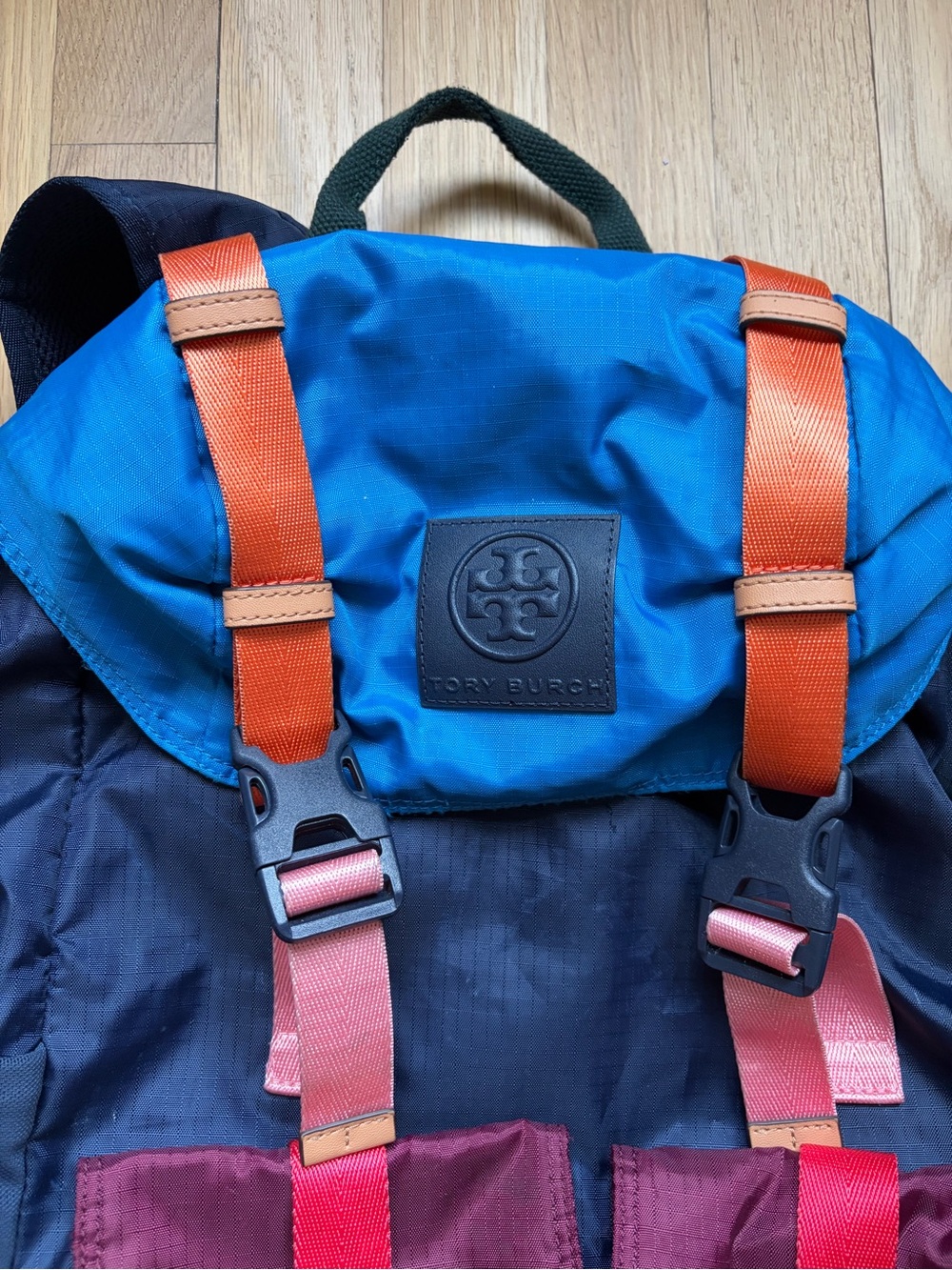Tory Burch Multicolor Nylon Patchwork Backpack - Blue/Yellow/Burgundy - Picture 3 of 6